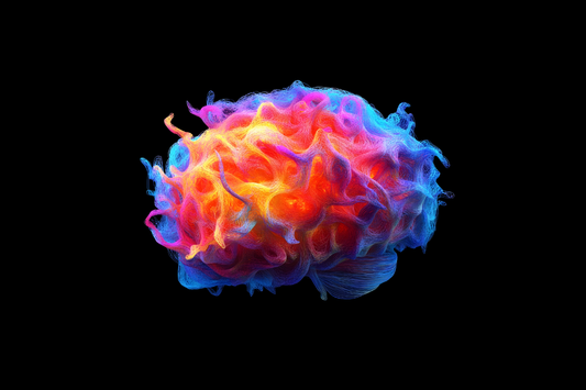 Vibrant abstract sphere of flowing multicolored energy lines on a black background, representing pure consciousness, intuition, and the Spirit pillar of personal development.