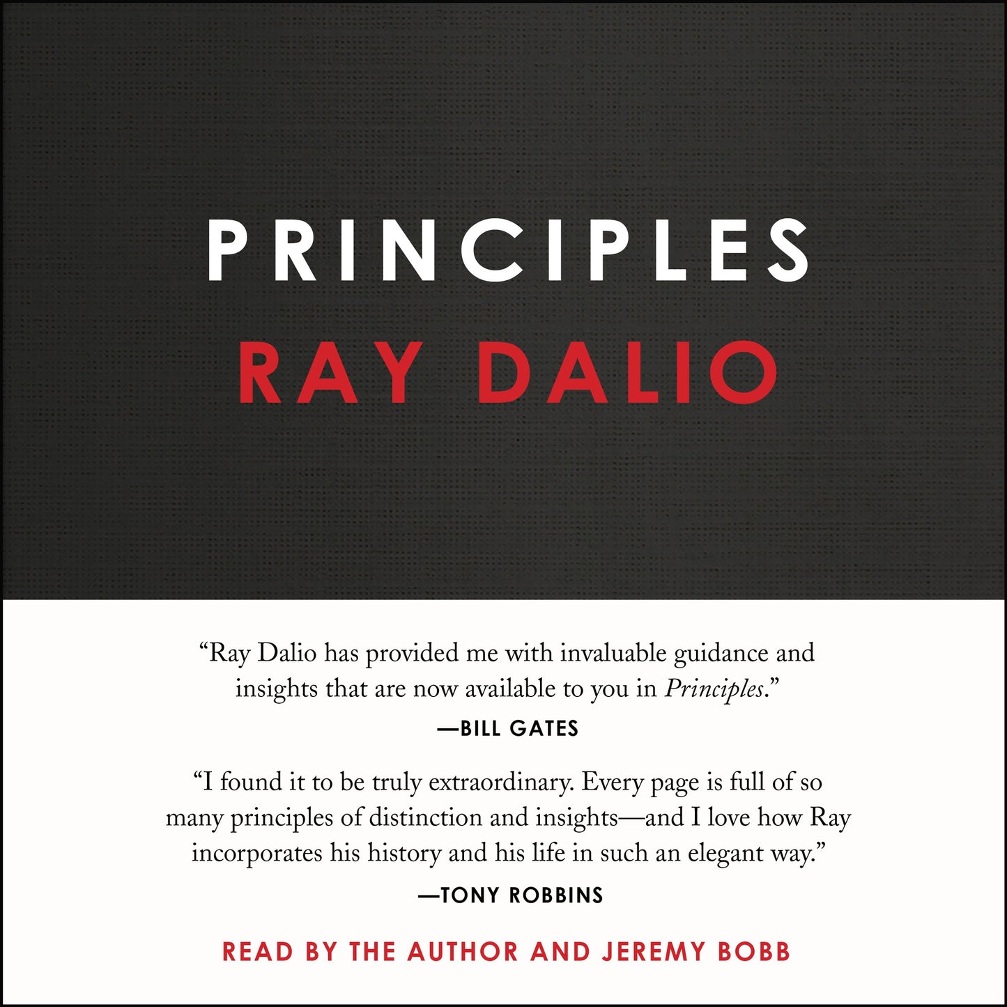 Book cover of ‘Principles’ by Ray Dalio featuring endorsements from Bill Gates and Tony Robbins.