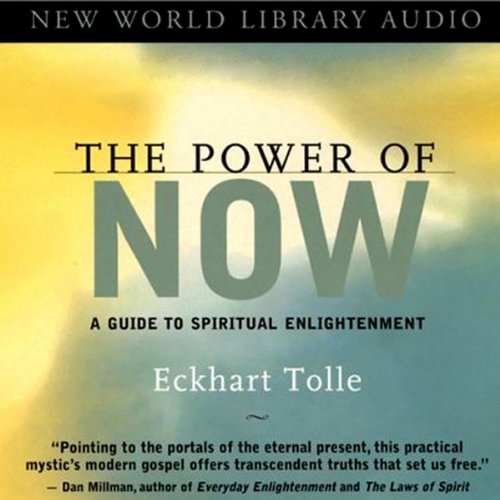 Book cover of ‘The Power of Now’ by Eckhart Tolle with a yellow and blue gradient background.